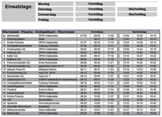 Buslinie Wiernsheim – Pinache – Großglattbach